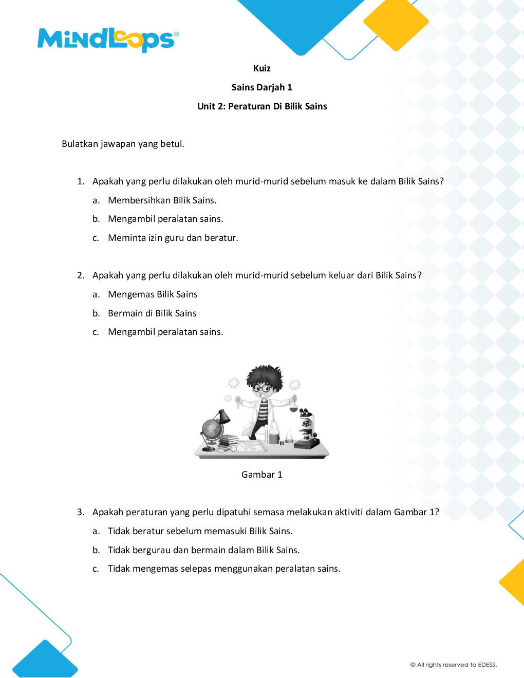 Unit 2 - Peraturan bilik sains