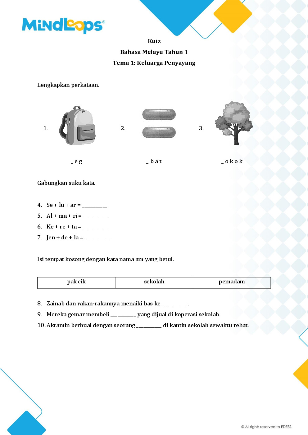 Tema 1 - Keluarga Penyayang