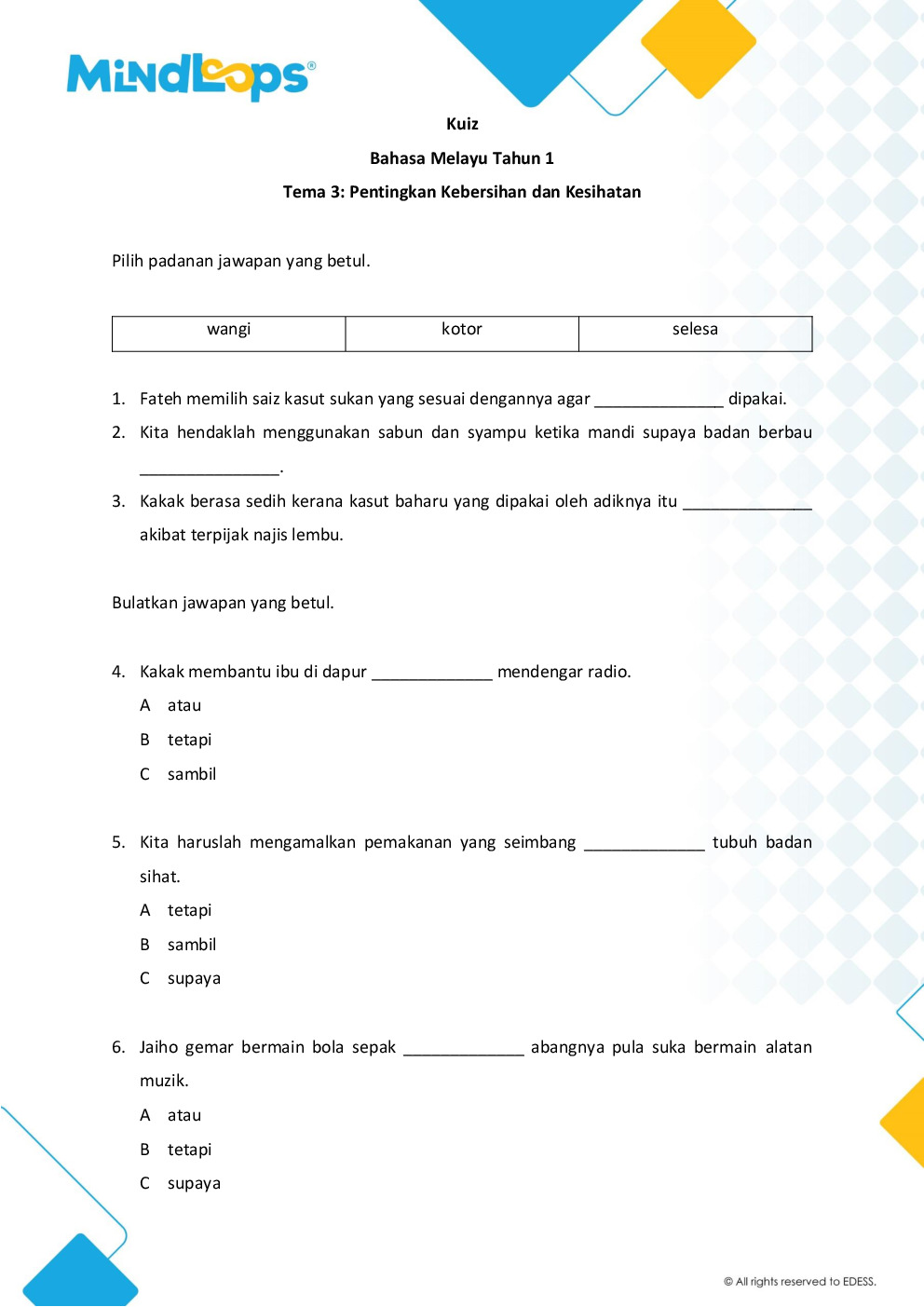 Tema 3 - Pentingkan Kebersihan dan Kesihatan