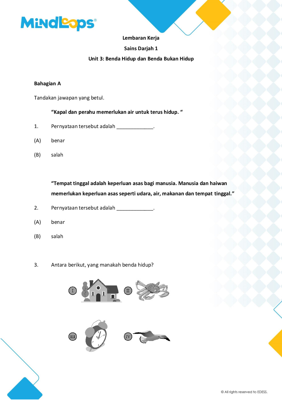 Unit 3 - Benda hidup dan benda bukan hidup