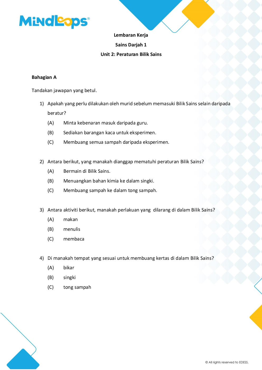Unit 2 - Peraturan bilik sains