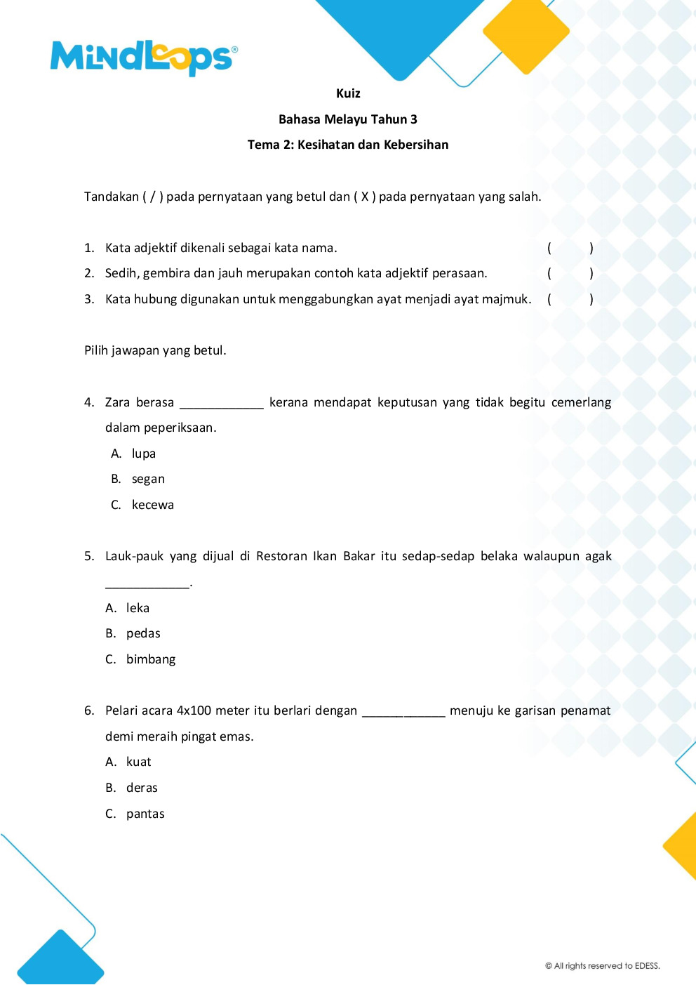 Tema 2 - Kesihatan dan Kebersihan