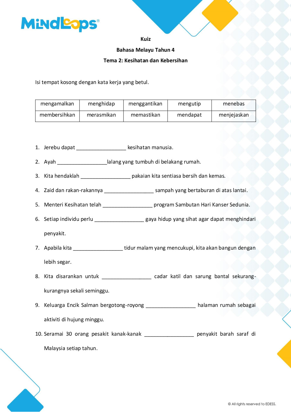 Tema 2 - Kesihatan dan Kebersihan