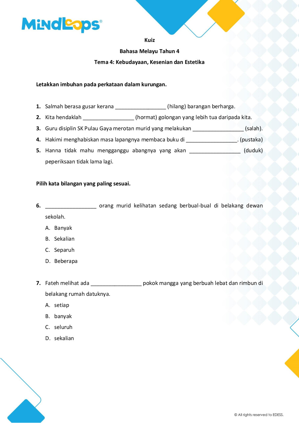 Tema 4 - Kebudayaan, Kesenian dan Estetika
