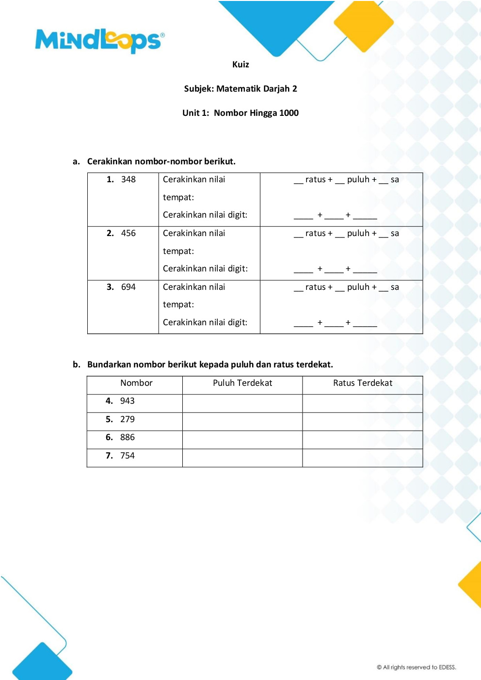 Topik 1 - Nombor Hingga 1000