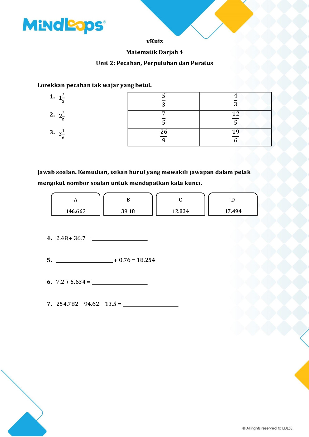 Topik 2 - Pecahan, perpuluhan dan peratus