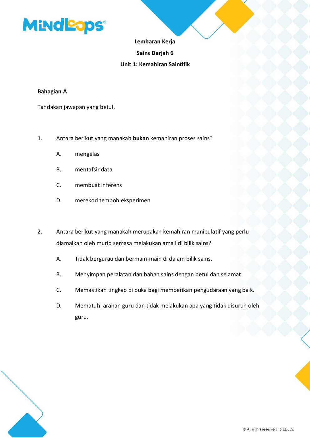 Unit 1 - Kemahiran Saintifik