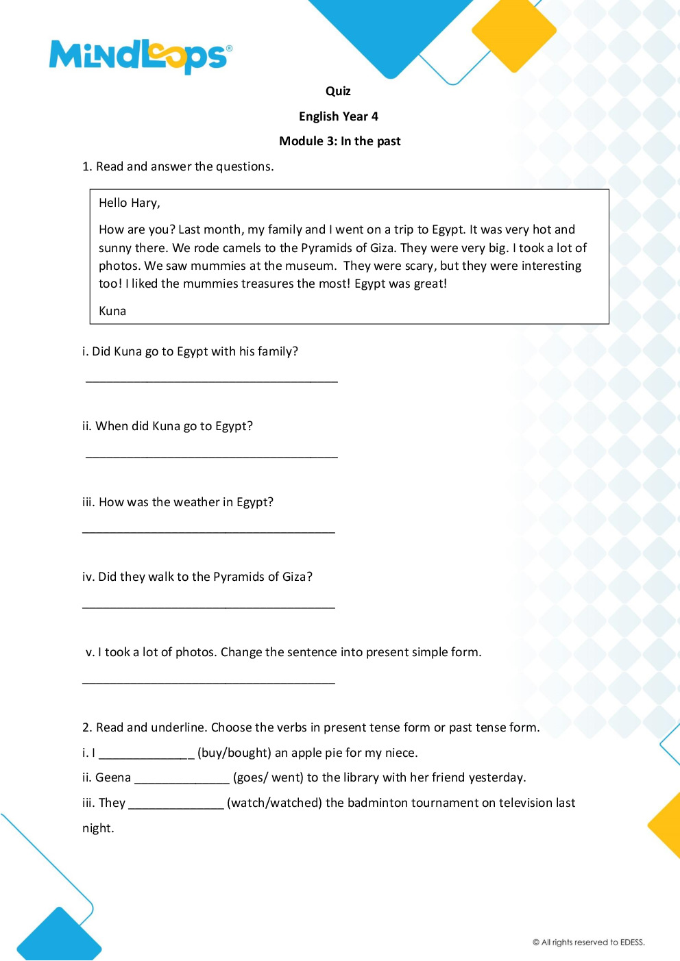 Module 3 - In the past