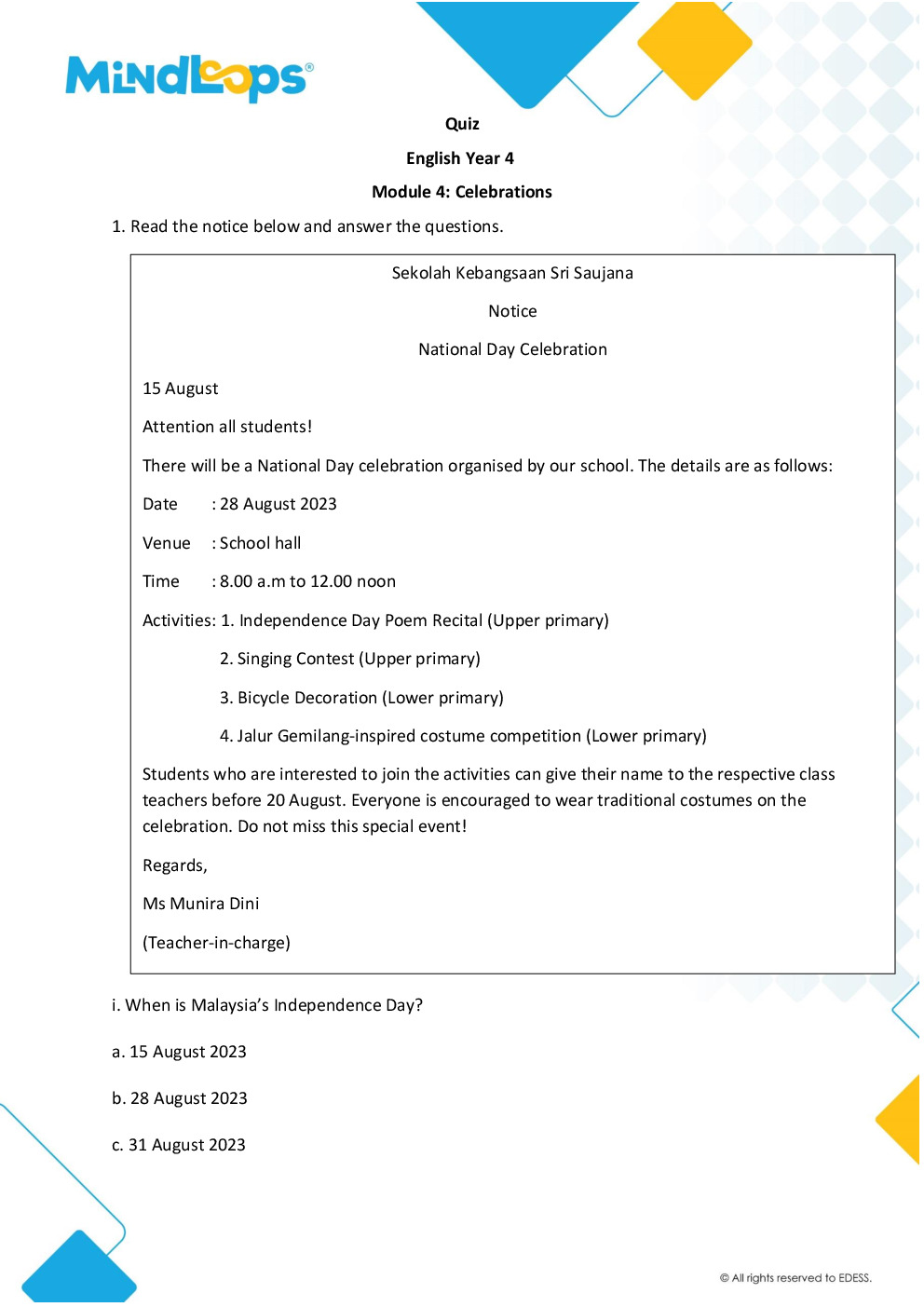 Module 4 - Celebrations