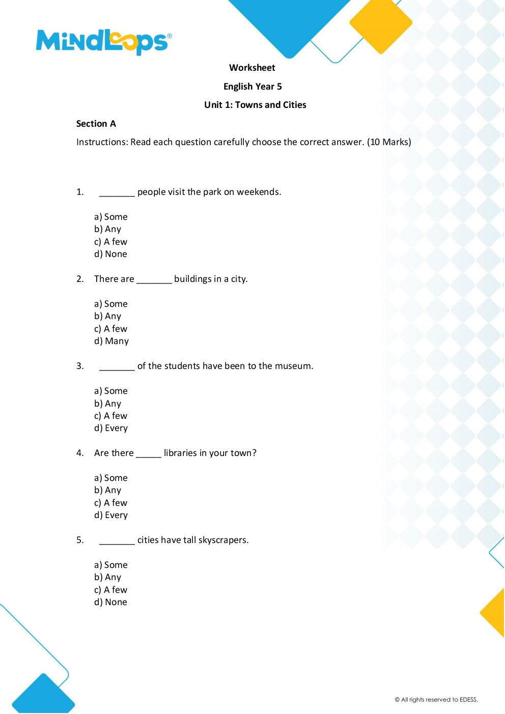 Unit 1 - Towns and Cities