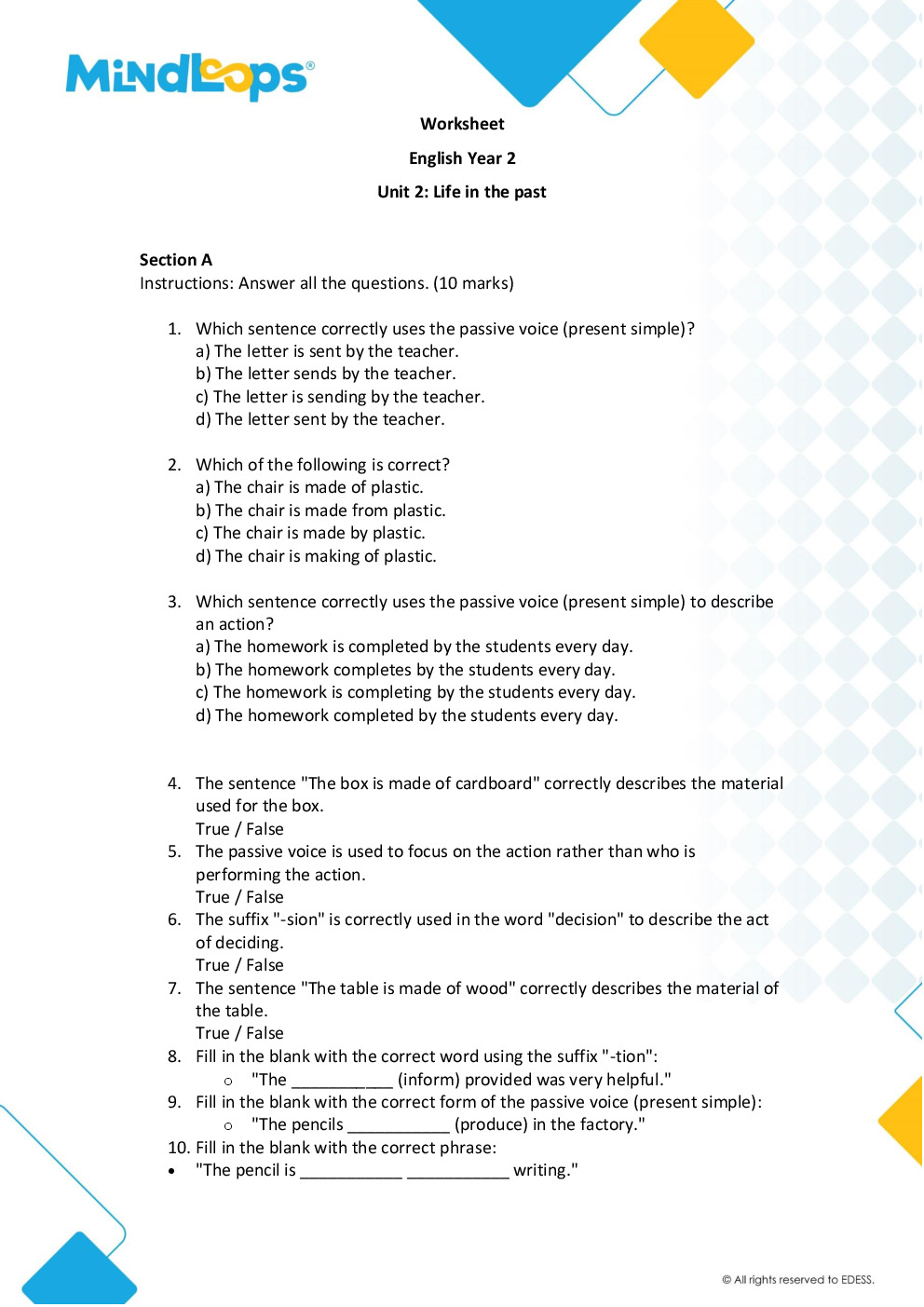 Unit 2 - Life in the past