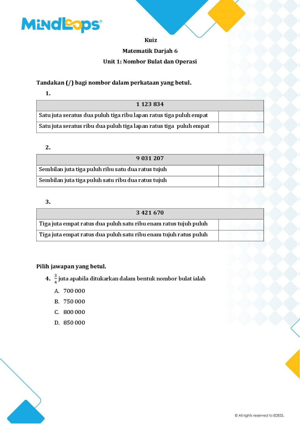 Topik 1 - Nombor bulat dan operasi