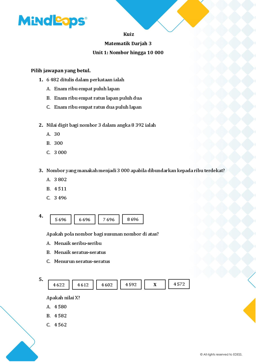 Topik 1 - Nombor hingga 10,000