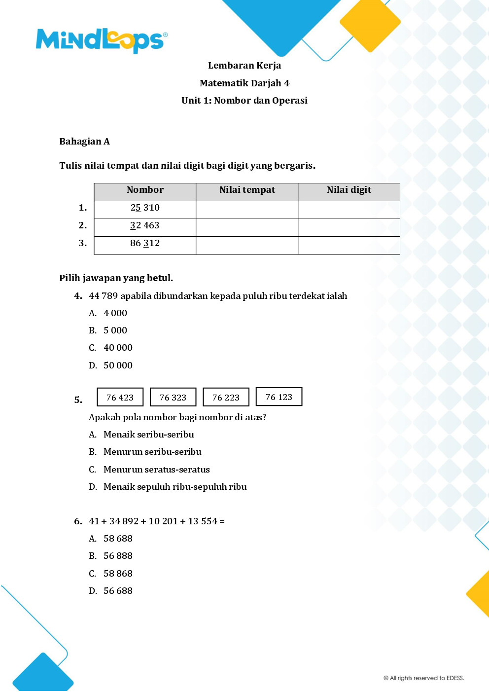 Topik 1 - Nombor dan operasi