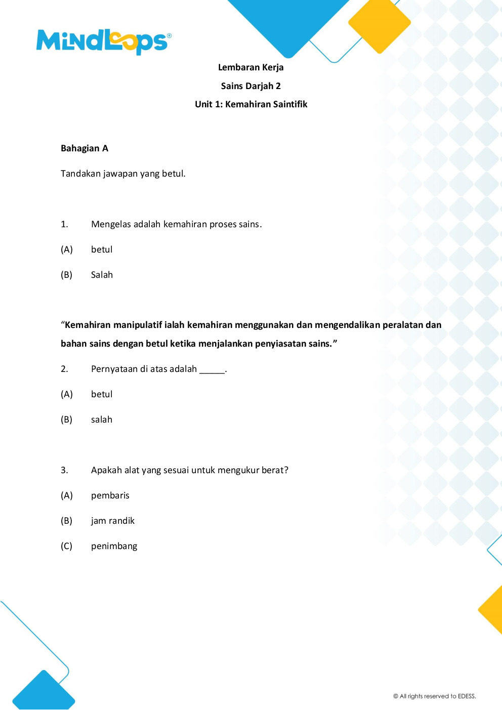 Unit 1 - Kemahiran Saintifik