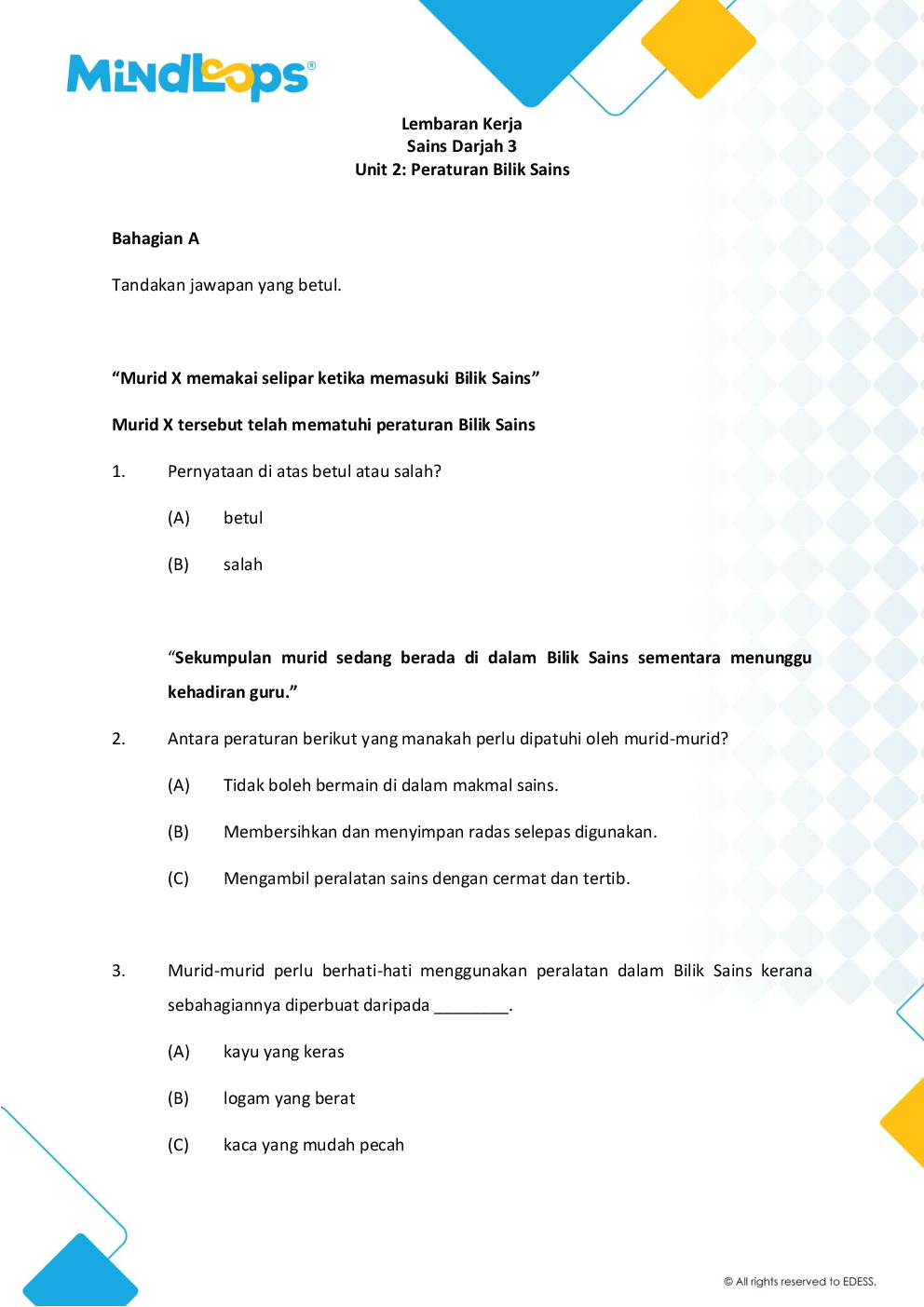 Unit 2 - Peraturan Bilik Sains